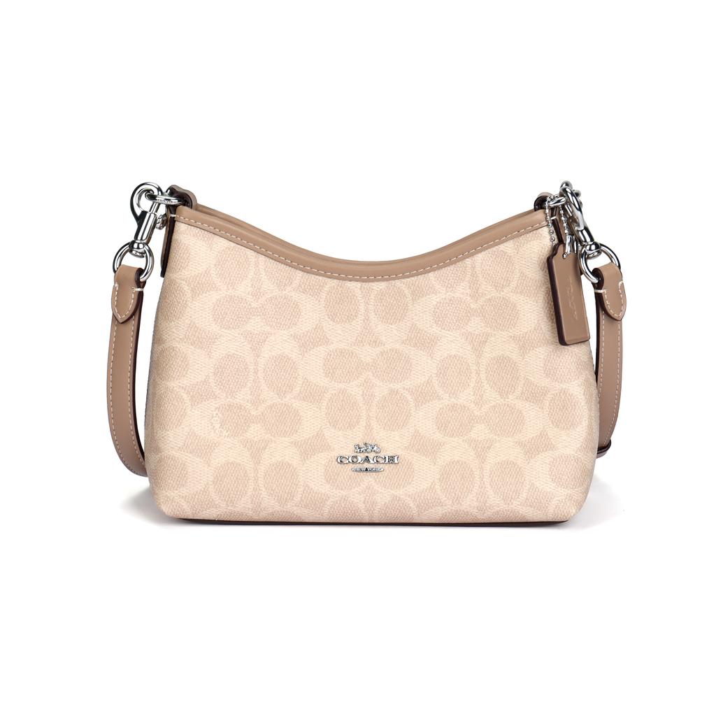 Coach Laurel 19 Coated Canvas Handbag Women Handbags Silver Beige CBH15-SVPWH