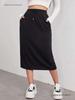 European-American Casual Elastic Waist Slit Skirt
