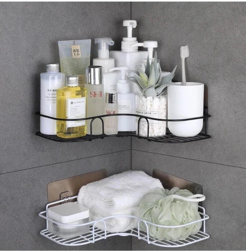 Wall-mounted Bathroom Corner Shelf Without Drilling Rustproof Space Aluminum Shower Storage Shampoo Holder Bathroom Accessories