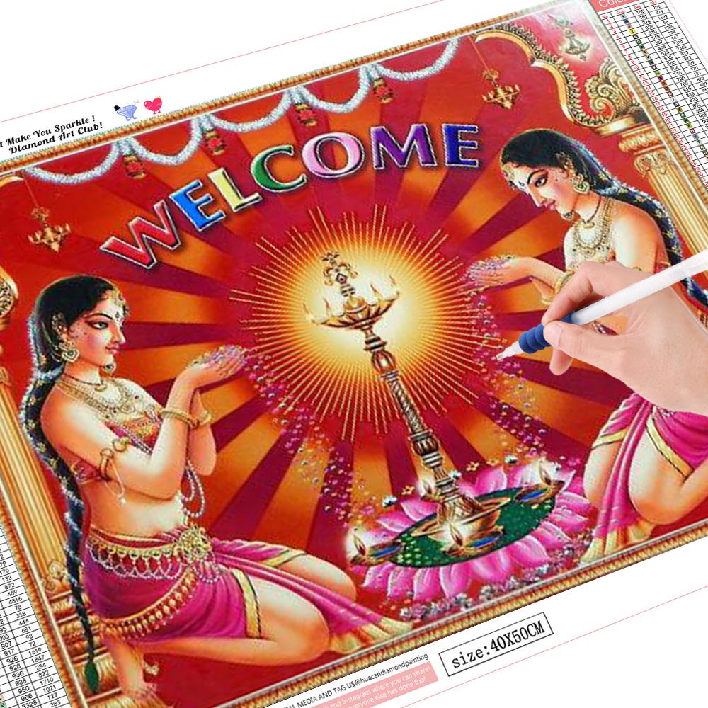 

Huacan 5D Diy мозаичная маска красота узор полная круглая алмазная живопись вышивка крестиком полная квадратная алмазная живопись индийская девушка 5D DIY Full Round 20*30 cm