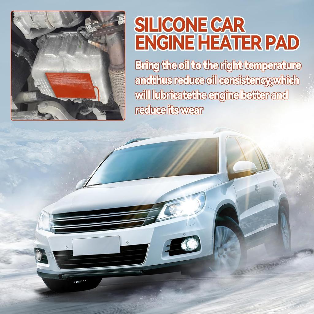 Silicone Car Heater Pad Engine Oil Heater Pad, 6" x 8" Universal Engine Heater Car Oil Pan Heater Pad 120V,300W Self-Adhesive Battery Heater Pad for