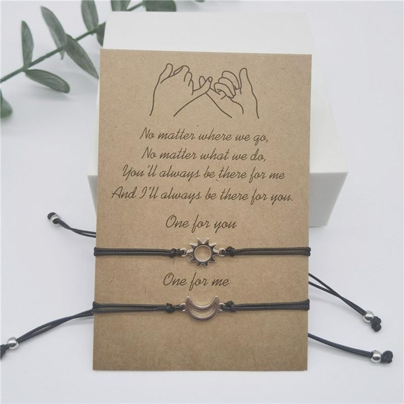 Personalizado 2x para Pulseira Pingente Sol Lua Dia dos Namorados Pulseiras Combinando Pulseira de Casal Joia Presente para Namorada