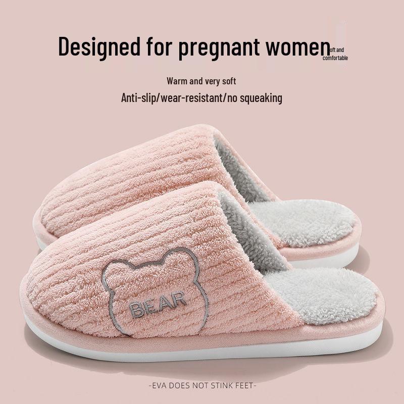 Unisex Cotton Velvet Warm Indoor Non-Slip Slippers for Autumn and Winter