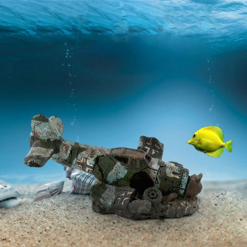 

Craft Airplane Wreck Aquarium Ornament Miniature Desktop Knick-knack Aquarium