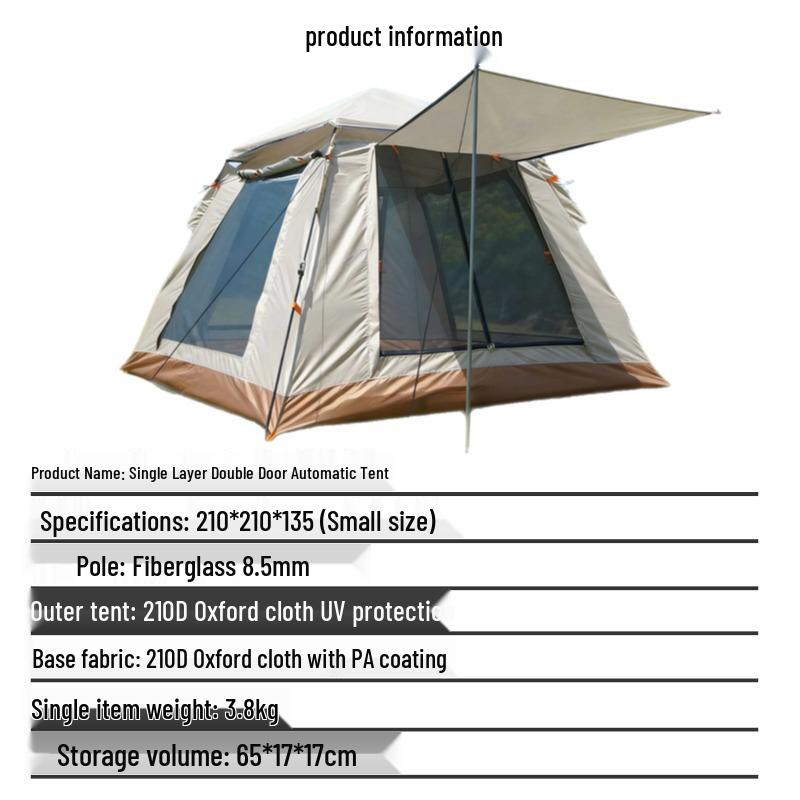Hexagonal Folding Tent - Automatic Quick-Open, Portable for Outdoor Camping 2-8 People