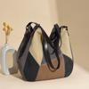 Women's Shoulder Bag Large Capacity Tote Bag Contrast Color Stitching Canvas Bag