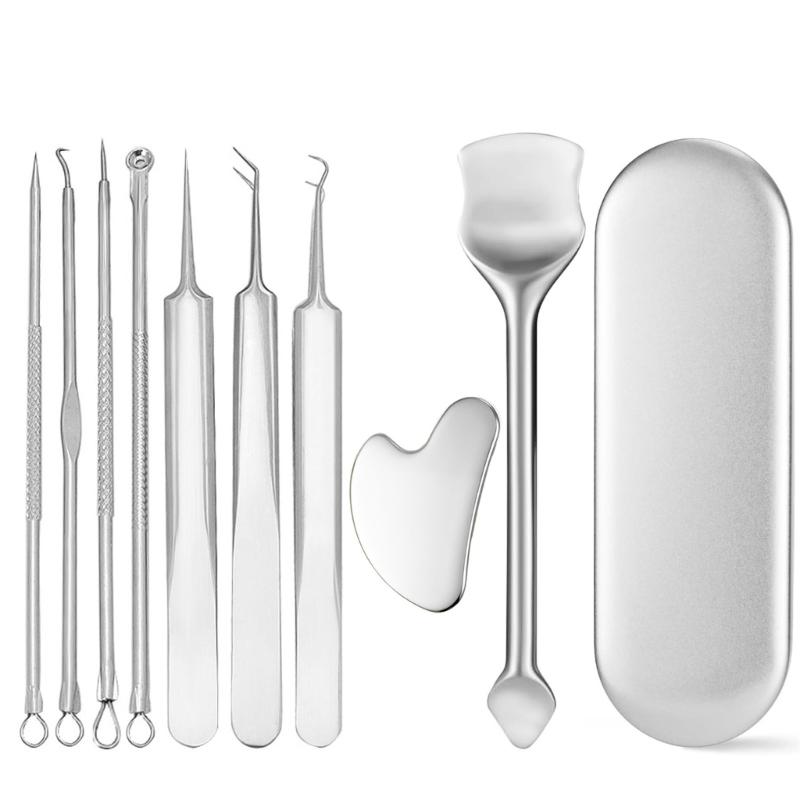 

Comedone Squeezer Set Stainless Steel Blackhead Remover Blackhead Extractions Tool for Blackhead Whitehead Face 1