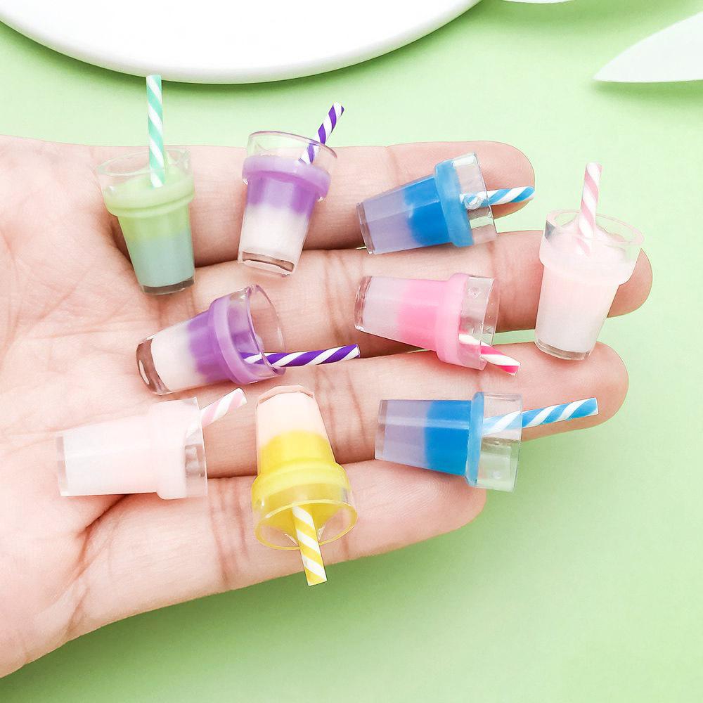 10-Color Resin Pearl Bubble Tea Charm for DIY Jewelry