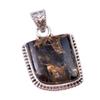 Natural Black Copper Turquoise 925 Solid Sterling Silver Gift Pendant 1.25" y6A61