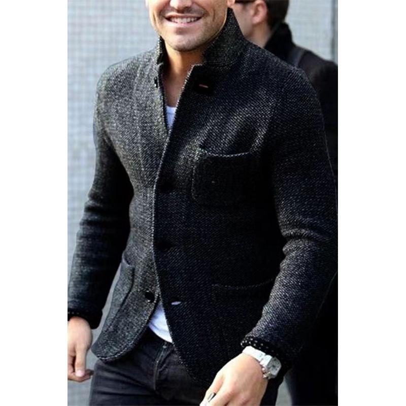 Herren Stehkragen Freizeitjacke mit mehreren Taschen, erhältlich in Dunkelgrau, Marineblau, Hellgrau und Khaki