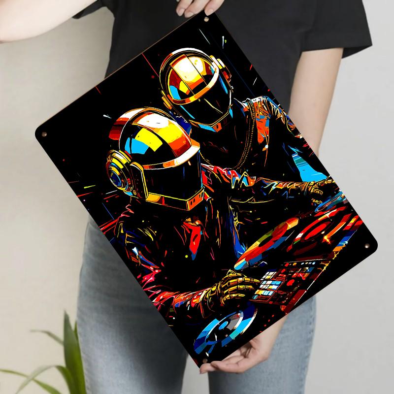 

Cyberpunk Astronaut DJ Turntable Metal Wall Art Living Room Bedroom Bar Decorative Painting 20x30cm（7.8x11.8inch）
