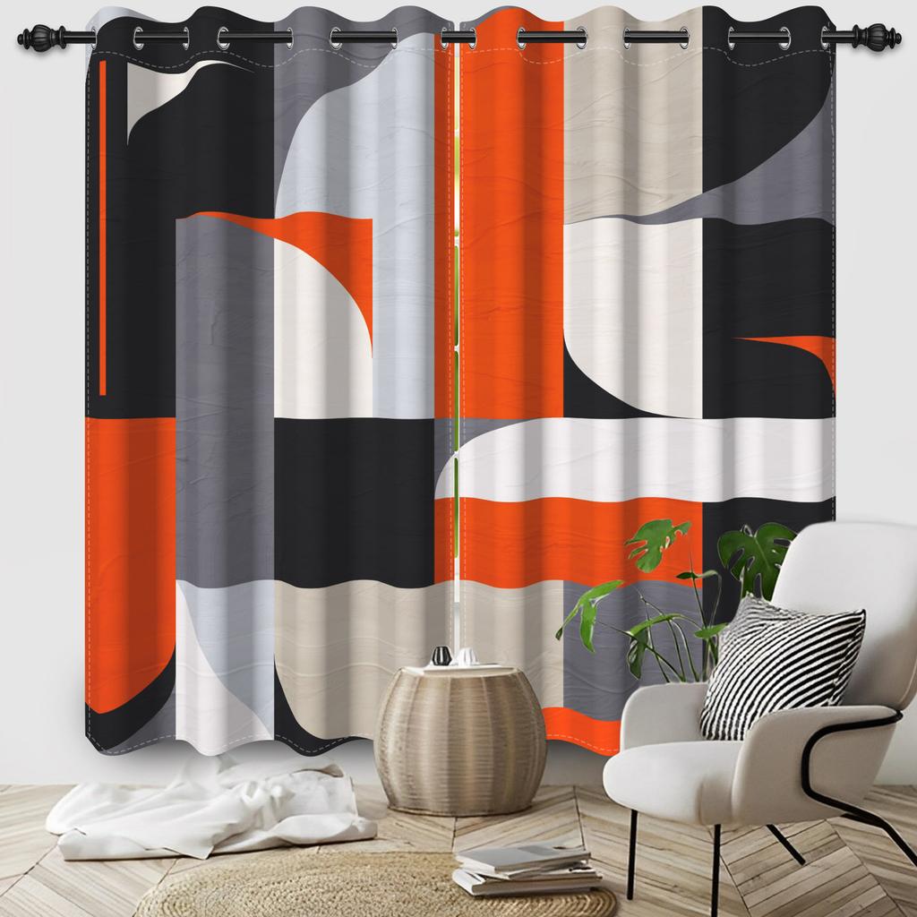 Blackout Abstract Geometric Art Curtains Multicolor Bedroom Living Room Kitchen Decorative Top Curtain Modern Polyester With Grommet Washable Ready