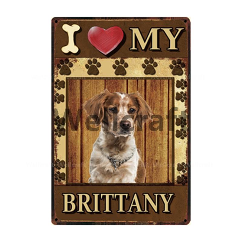[ WellCraft ] I Love My Dog Border Collie Pug Labrador Metal Sign Tin Poster Home Decor Bar Wall Art Painting 20*30 CM Sizer  L6