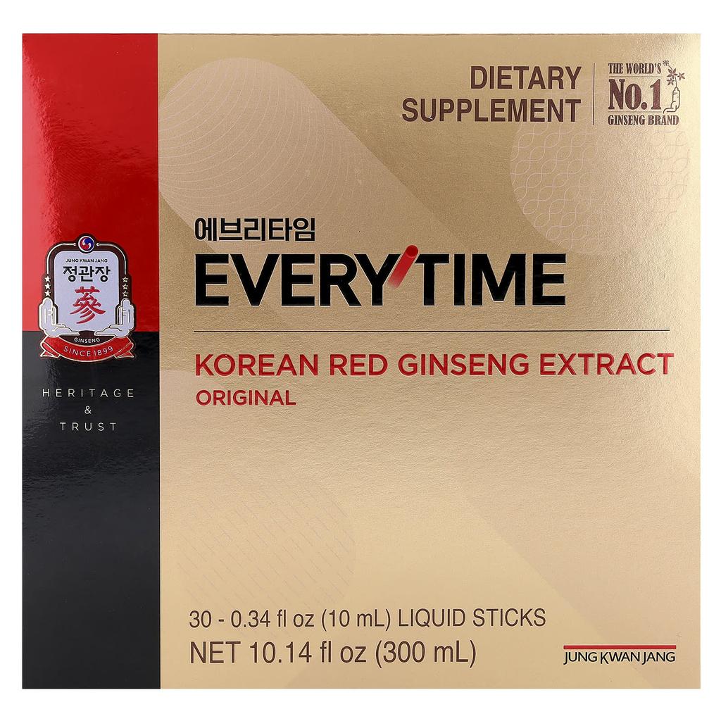 JungKwanJang, Korean Red Ginseng Extract, Everytime, Original, Liquid Sticks, 30 Sticks, 10ml (0.34 Fl Oz) Each