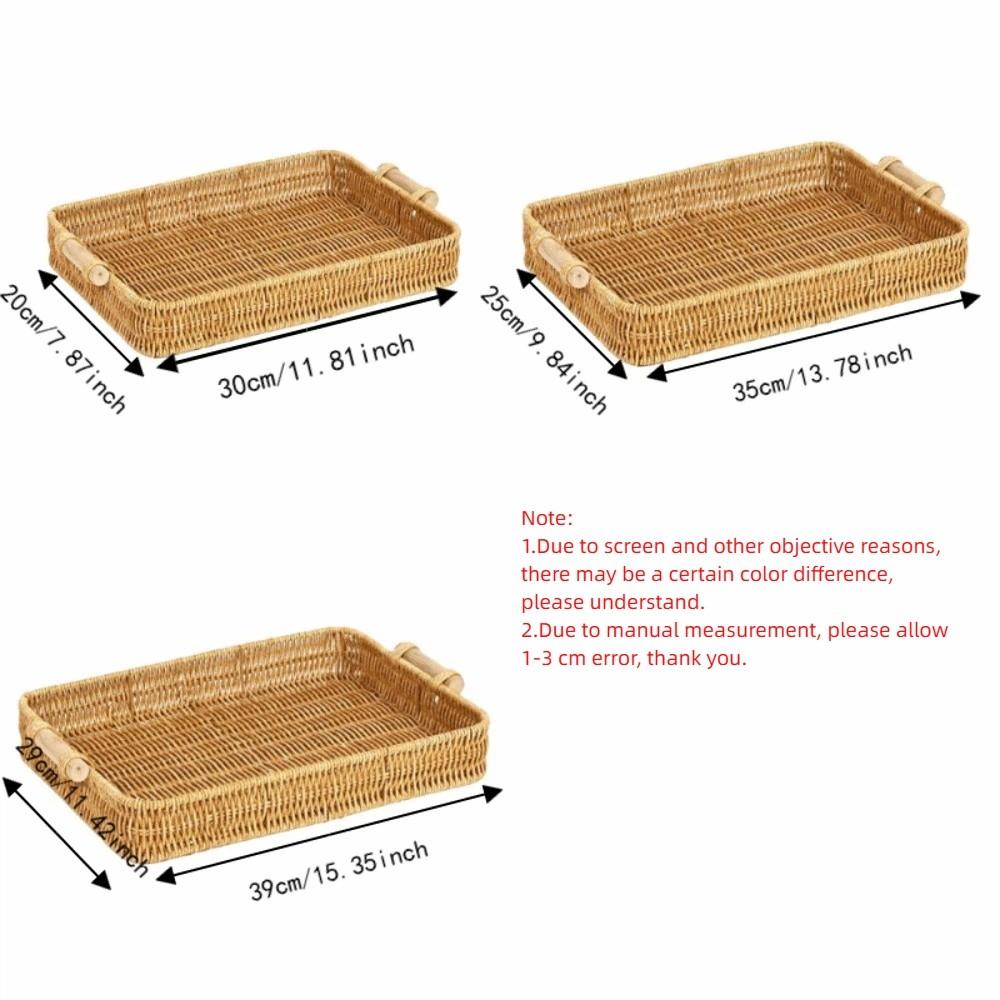Rectangular Woven Storage Basket Shallow Bin Food Plate Snack Plate Handwoven Basket Kitchen