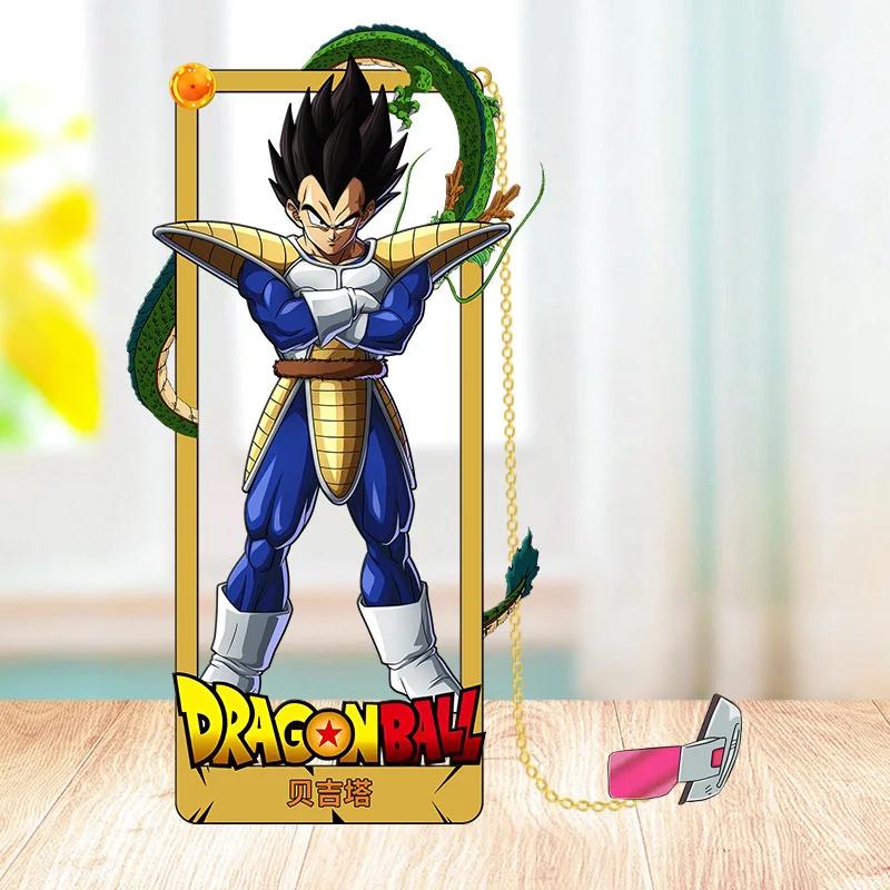 Anime Dragon Ball Son Goku Metal Book Marks Cartoon Vegeta Beerus Action Figures Collection Card Bookmarks Toys Children Gifts