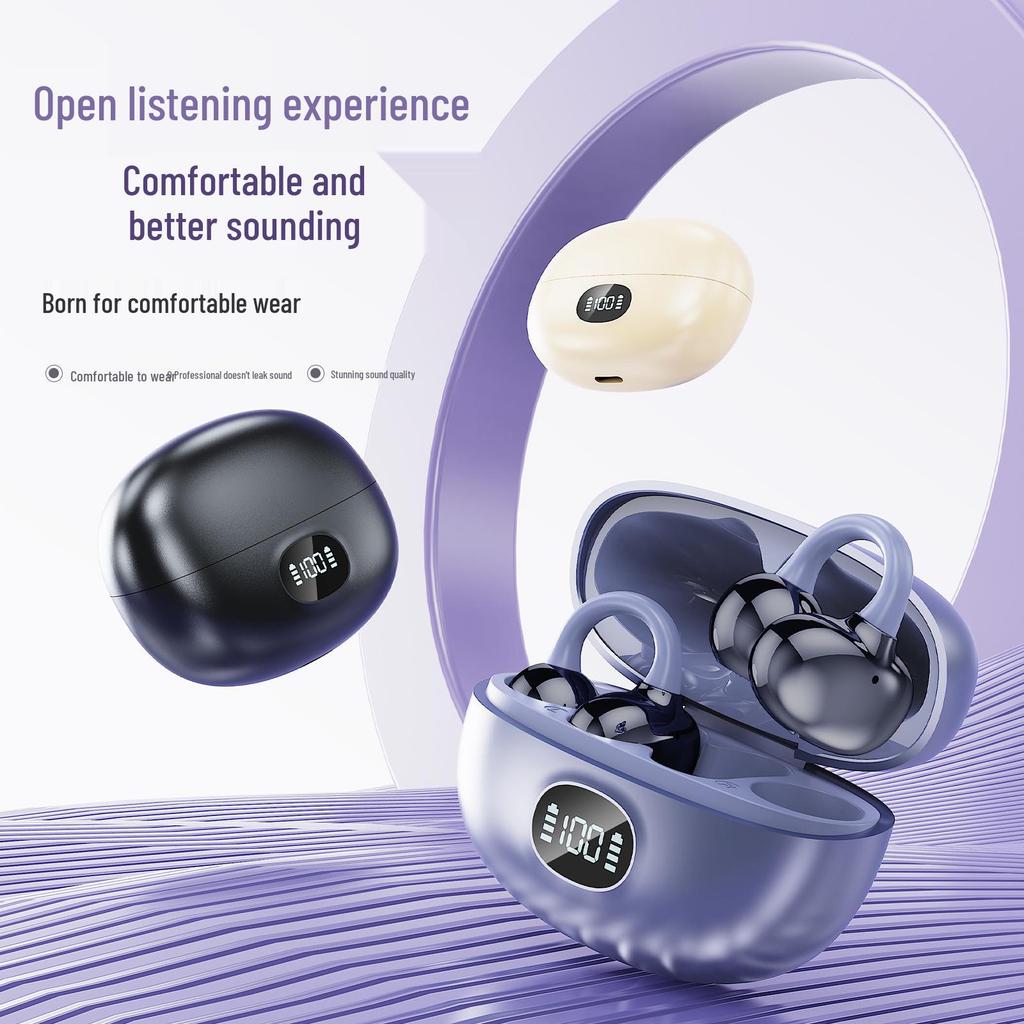 S6pro Wireless Open-Ear Bluetooth Earphones with Digital Display - Compatible with Huawei Cross-Border