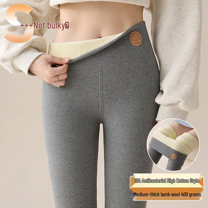

High-Waist Lambswool Cotton Yoga Pants - Thickened, Warm, Slim Fit Base Layer for Winter L