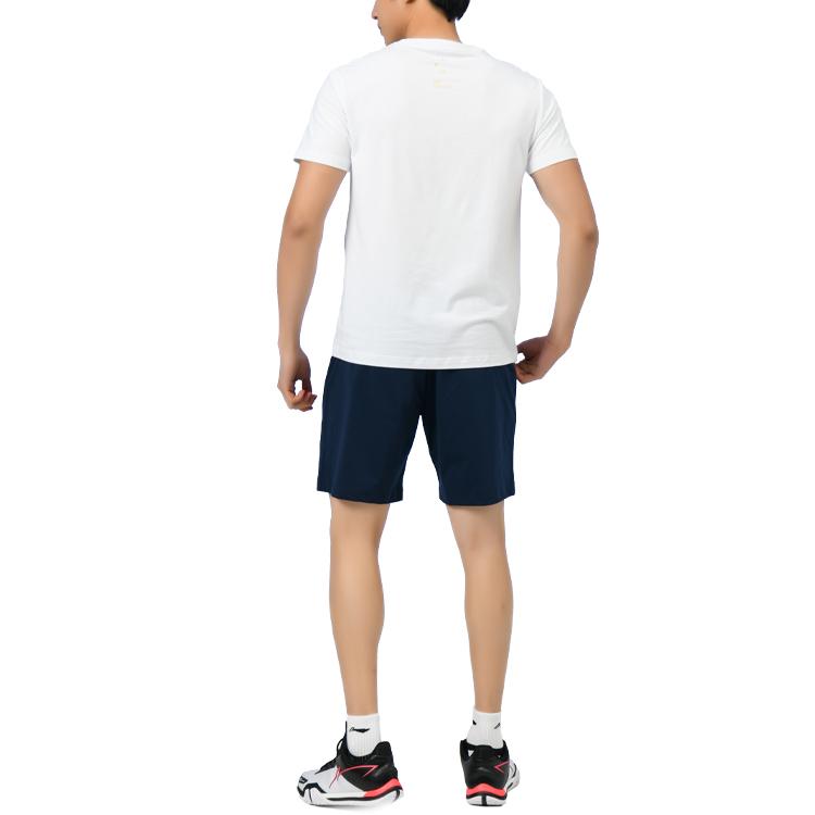Li Ning Ping Pong Series Quick-Dry Round Neck Sports Culture Short Sleeve T-Shirt Men Tops Standard-White AHSR765-1