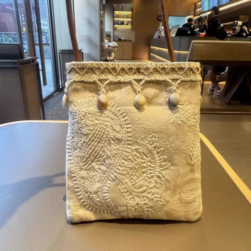 

Подвеска-кисточка из ракушек, льняная сумка с жаккардовой вышивкой, литературный джутовый чехол для мобильного телефона, мини-кроссбоди вертикальный