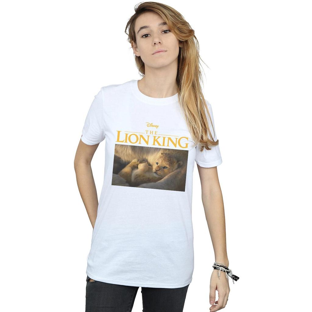 Disney Womens/Ladies The Lion King Movie Baby Simba Photo Cotton Boyfriend T-Shirt