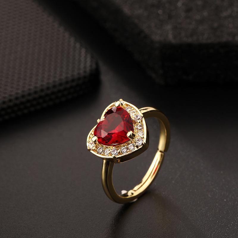 Exquisite Light Luxury Heart Ring Inlaid Color Zircon Popular Ins Style Fashion Finger Ring Jewelry Gift For Girls