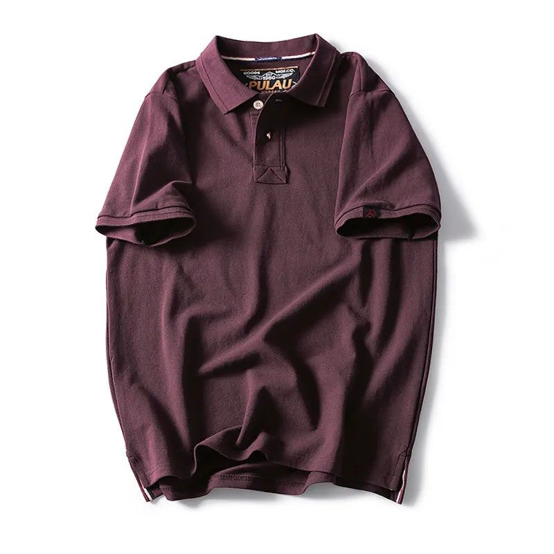 Big Brand Goods ~ Export Cut Label Factory Direct Sales Summer Men Short-Sleeved T-shirt Pure Cotton OEM Goods Tail Goods T-shirt Polo Shirt Fashion Burgundy XL