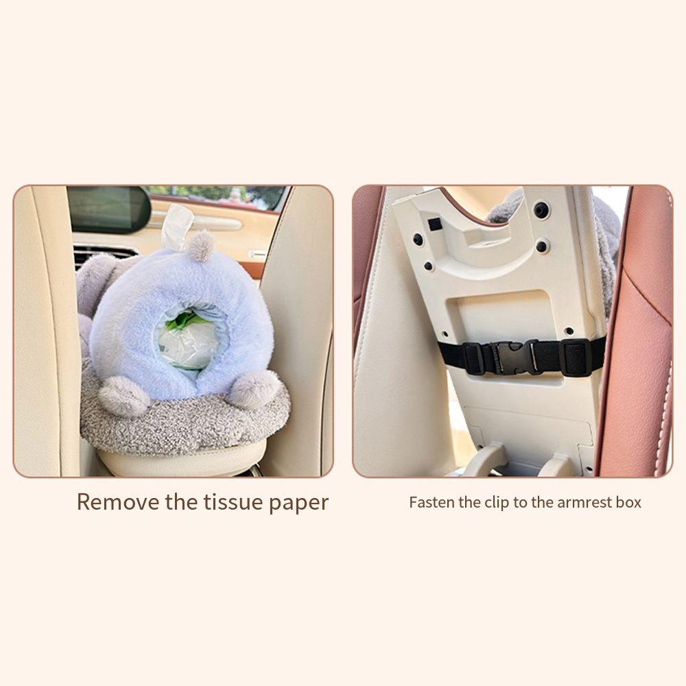 Cartoon Animal Car Tissue Box Panda Plush Doll Auto Interior Backseat Tissue Holder  Car Seat