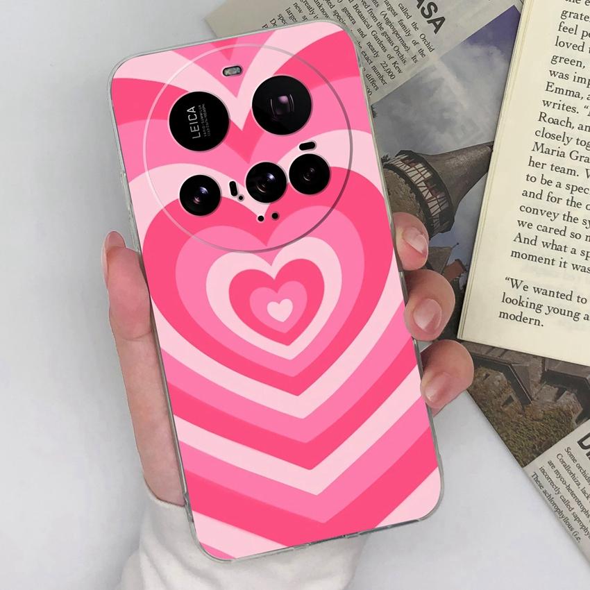 For Xiaomi 15 Ultra 15T Mi 10 11 12 Lucky Brown Love Heart Cellphone Cases Screen Protector Transparent Silicone Scratchproof Shell For Xiaomi Housing