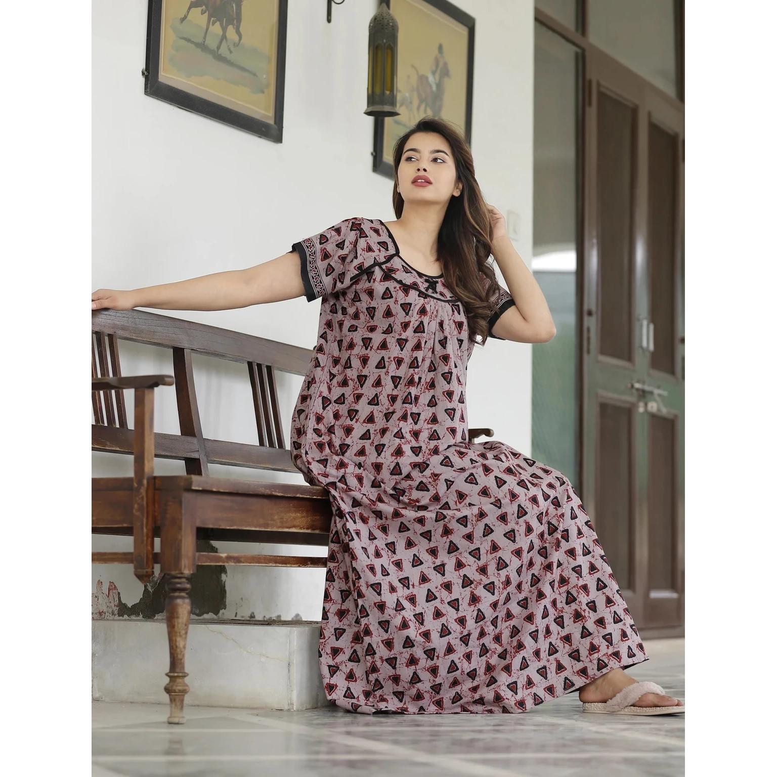 Indian Bollywood Designer Night Sleepwear Gown Women Casual Wear Cotton Nighty 2XL-44