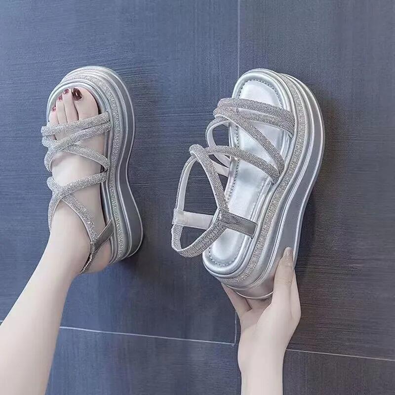 Fashion Fashion Cross Strap Wedge Heel Sandals Woman Summer Chunky Platform Slingbacks Women Slippers Thick Bottom Slides Flip Flops