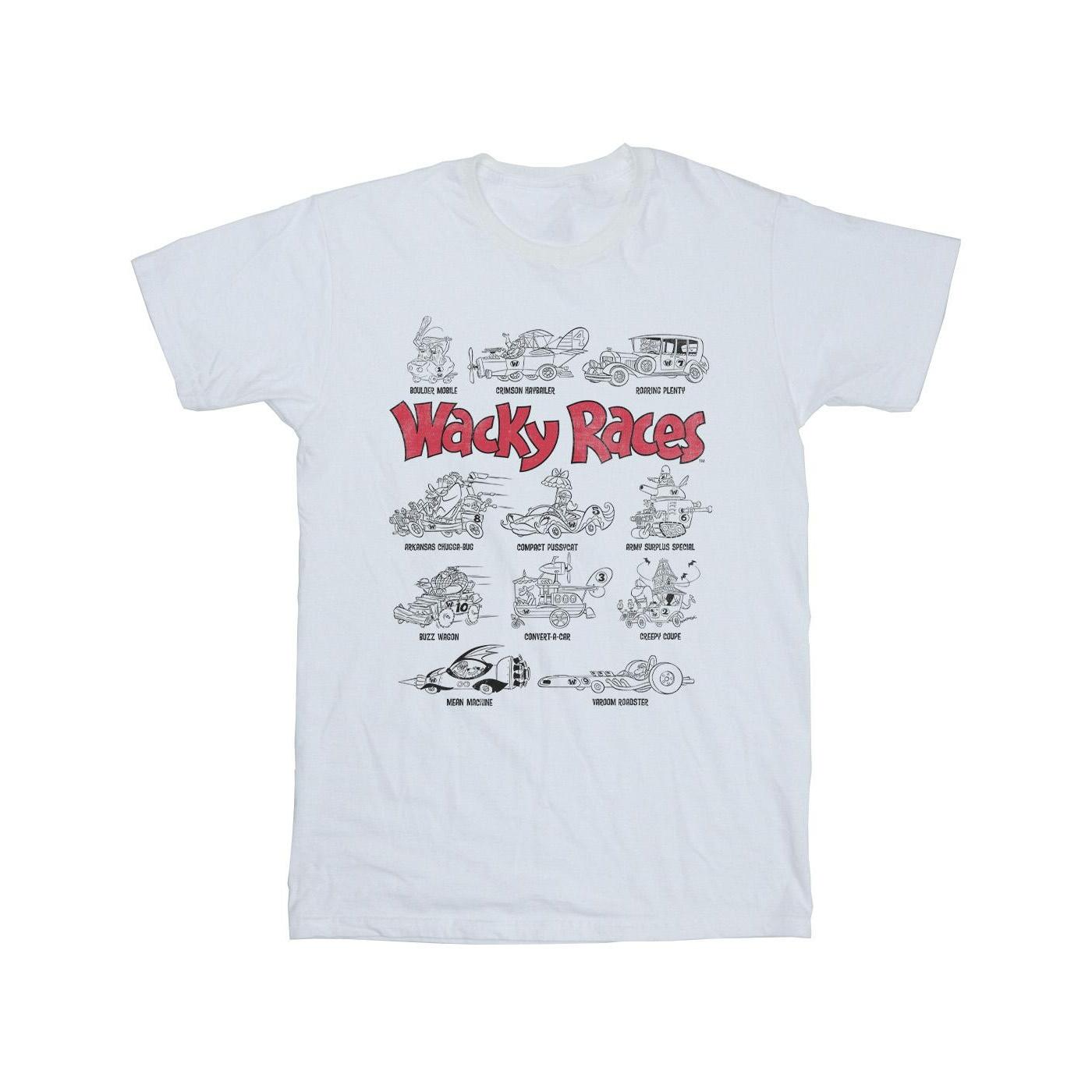 Wacky Races Auto Lineup T-shirt voor heren XL wit