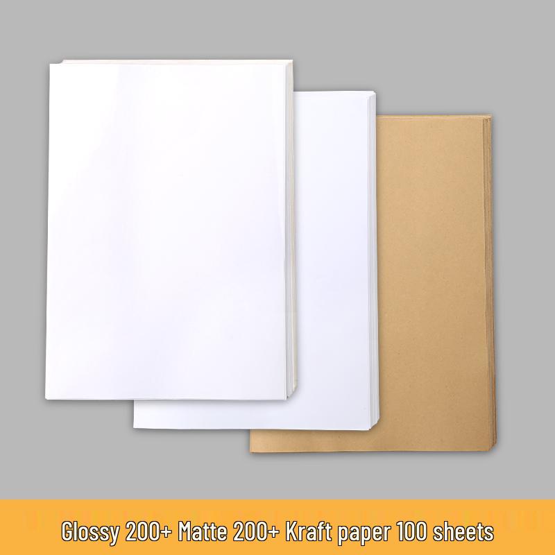 A4 Self-Adhesive Printing Paper: 500 Sheets of Glossy, Matte, and Kraft White Label Stickers