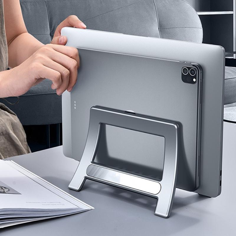 Universal Laptop Tablets Vertical Stand Holder With AntiSlip Silicone For Pad Desktop Organization And Better Cooling