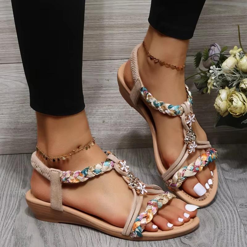Fashion Shoes Female 2025 Hot Sale Wedge Women's Sandals Summer Casual Sandals Women Fashion Mixed Color Bohemian Shoes Ladies Sandalias