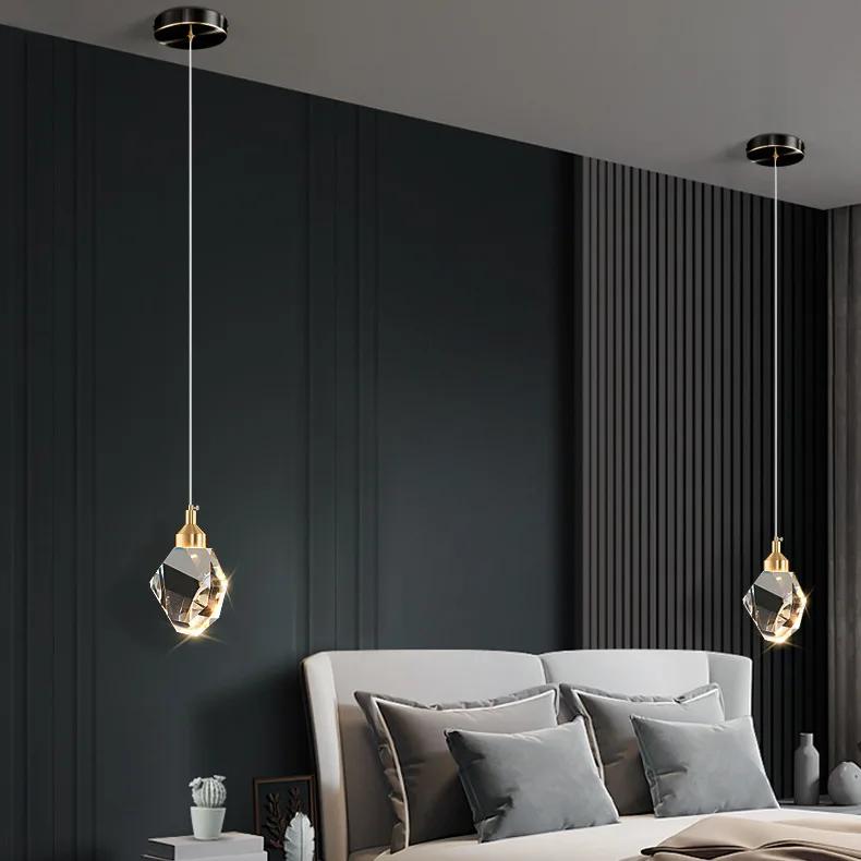 K9 Crystal Dining Chandeliers Wire Hanging Gold Crystal Ceiling Lamp 3 Light Colors For Bedroom Bedsides Balcony Bar Decor Lamps