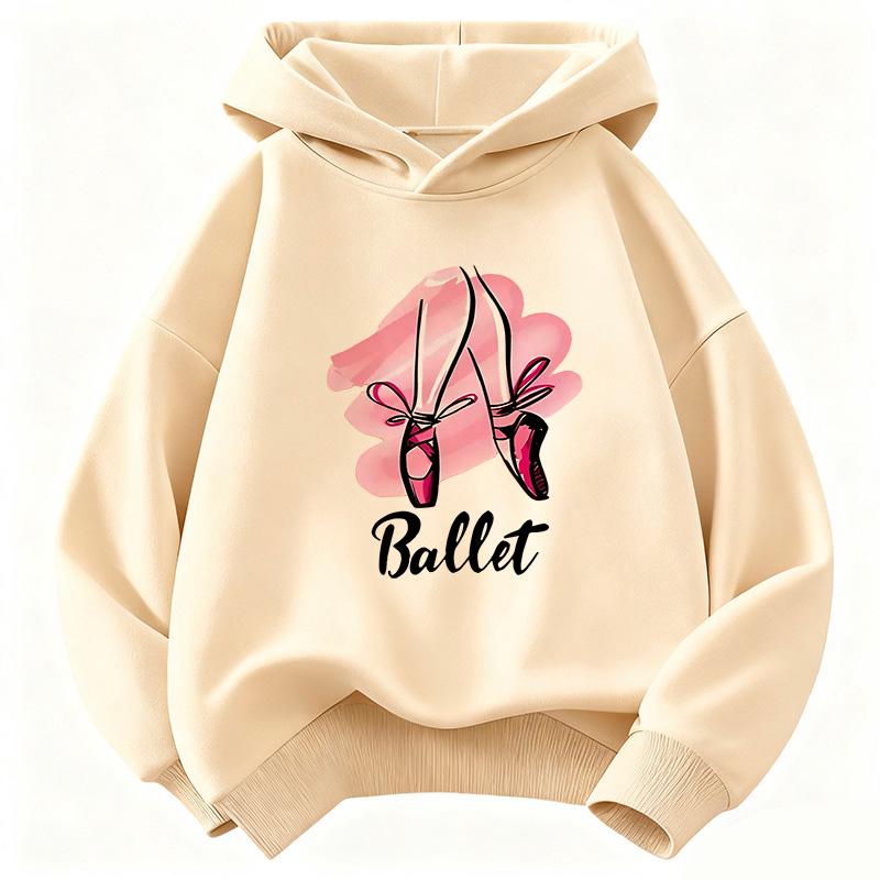 Fashion Ballet Dance Shoes Girls Hoodies Children's Sweatshirt Hoody Girls Autumn Spring Casual Hoodies