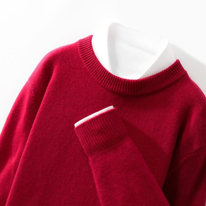 Mens Seven-pin Thick Round Neck Sweater for Womens Autumn and Winter Latest Skin-friendly and Warm Sweater Simple and Versatile Base Top