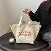 Large Capacity Alphabet Canvas Bag Literature and Art Student Commuting Class Shoulder Bag Going Out Shopping Tote Bag