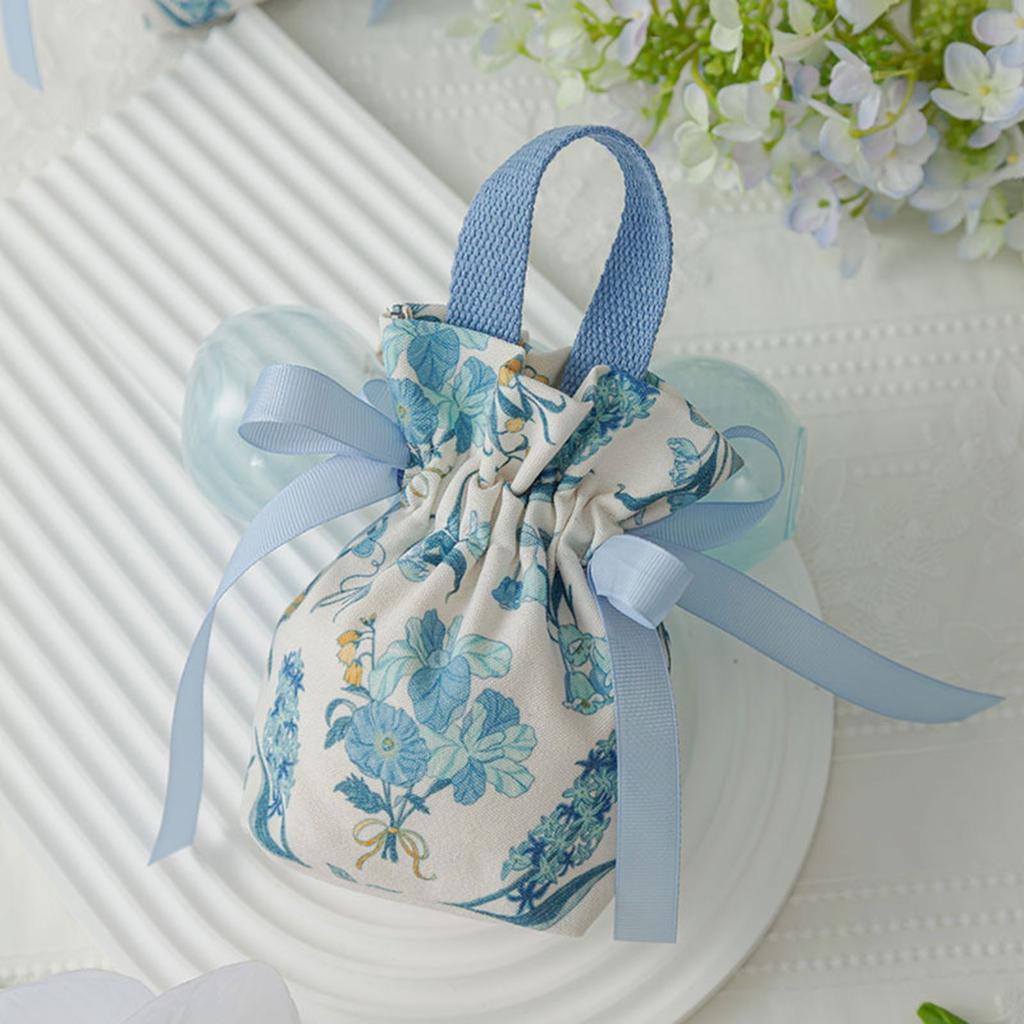 Elegant Florals Print Candy Storage Bag for Bridals Showers Birthday Parties and Holiday Celebration Sturdy Canvas