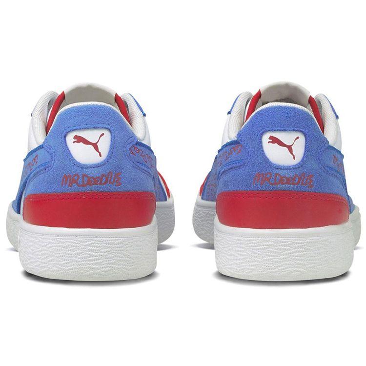 Puma Ralph Sampson Mr Doodle Two-Layer Leather Synthetic Color Block Casual Low-Top Sneakers Unisex Sneakers White Blue Red 380539-01