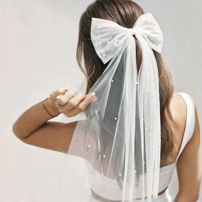 V04A Mini Perličky Svatbní Závoje Mašle Svatbní Závoj s Hřebínkem Květiny Dívky na První Svaté Přijímání Doplňky na Rozlučku se Svobodou