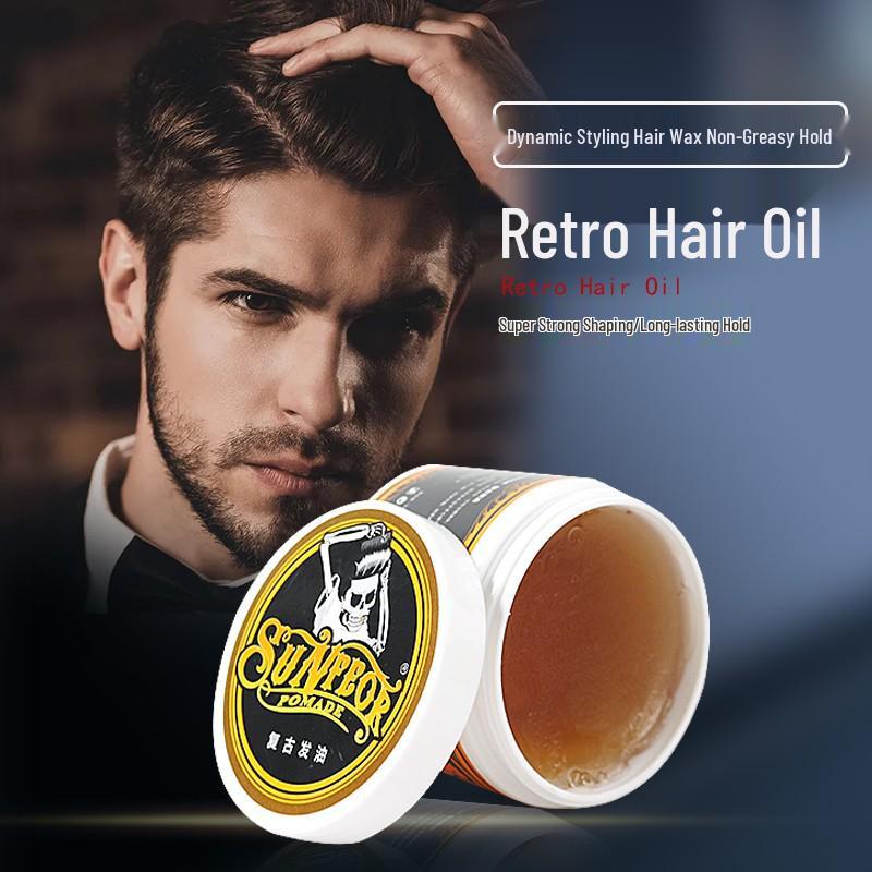 Retro Hair Oil: Light Fragrance Styling Pomade for Slicked-Back Hairstyles - Odorless Moisturizing Men's Hair Wax Gel.