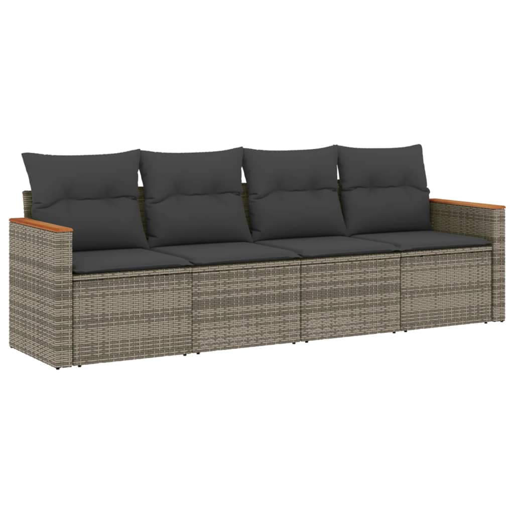 Vidaxl 4-Cz. Set da Giardino, Cuscini, Grigio, Rattan PE