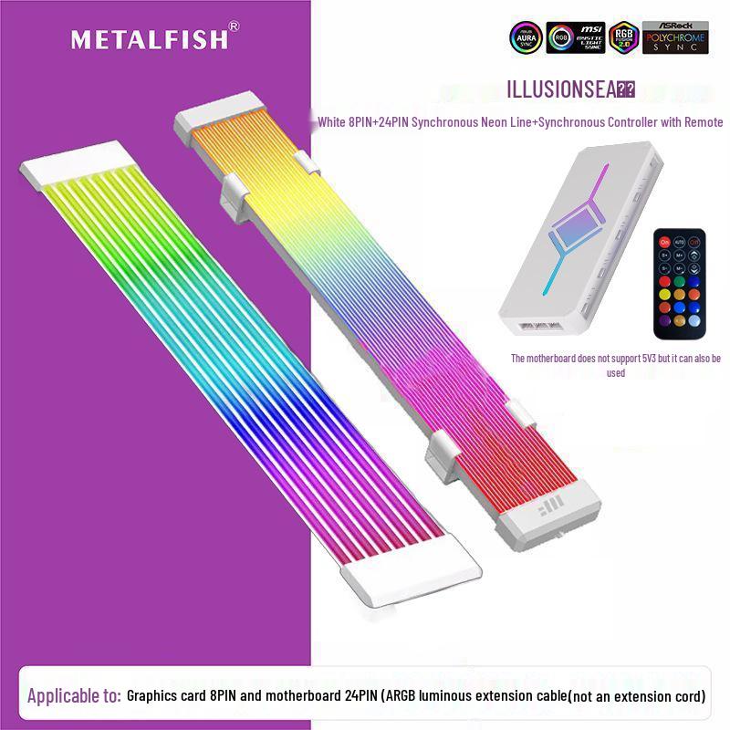 

Багатоколірна світлодіодна стрічка ARGB: Синхронізація неонової відеокарти та материнської плати, Світиться 24PIN та 8PIN корпус, Ілюзія зміни кольору.