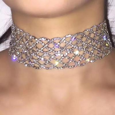 European And American Popular Jewelry, Hollow Full Diamond Multi-Layer Neck Chain, Fashionable Versatile Shiny Rhinestone Collarbone Chain Necklace