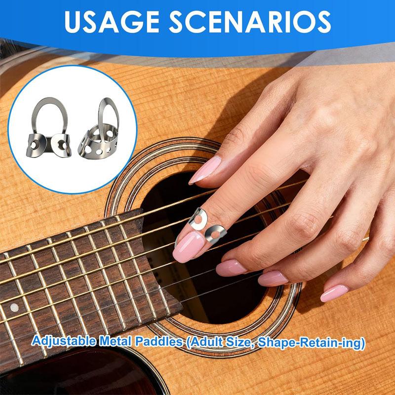 Set of 3 Metal Index Finger Picks for Banjo and Guitar Open-Finger Guitar Picks Adjustable Finger Picks