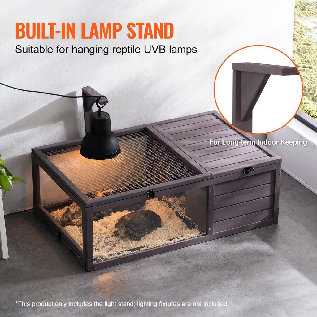 Habitat Tortue Maison Tortue en Bois Intérieur & Extérieur 2 Pièces 38x24x13in