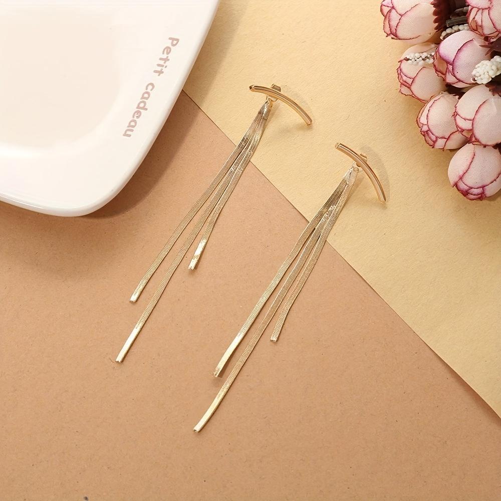 Goddess Style Long Tassel Earrings Slim Minimalist Cool S925 Silver Needle Studs Elegant Jewelry for Women