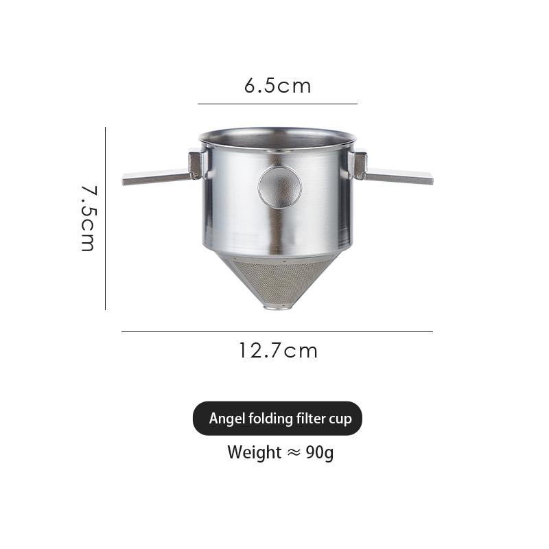Coffee Filter Cup Pour-over Coffee Maker 304 Stainless Steel Filter Free Paper Leak Portable Bucket Appliance Foldable 350ml